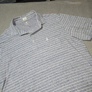 Johnnie-O Hangin Out Mens XL Blue White Striped Short Sleeve Polo Shirt Cotton